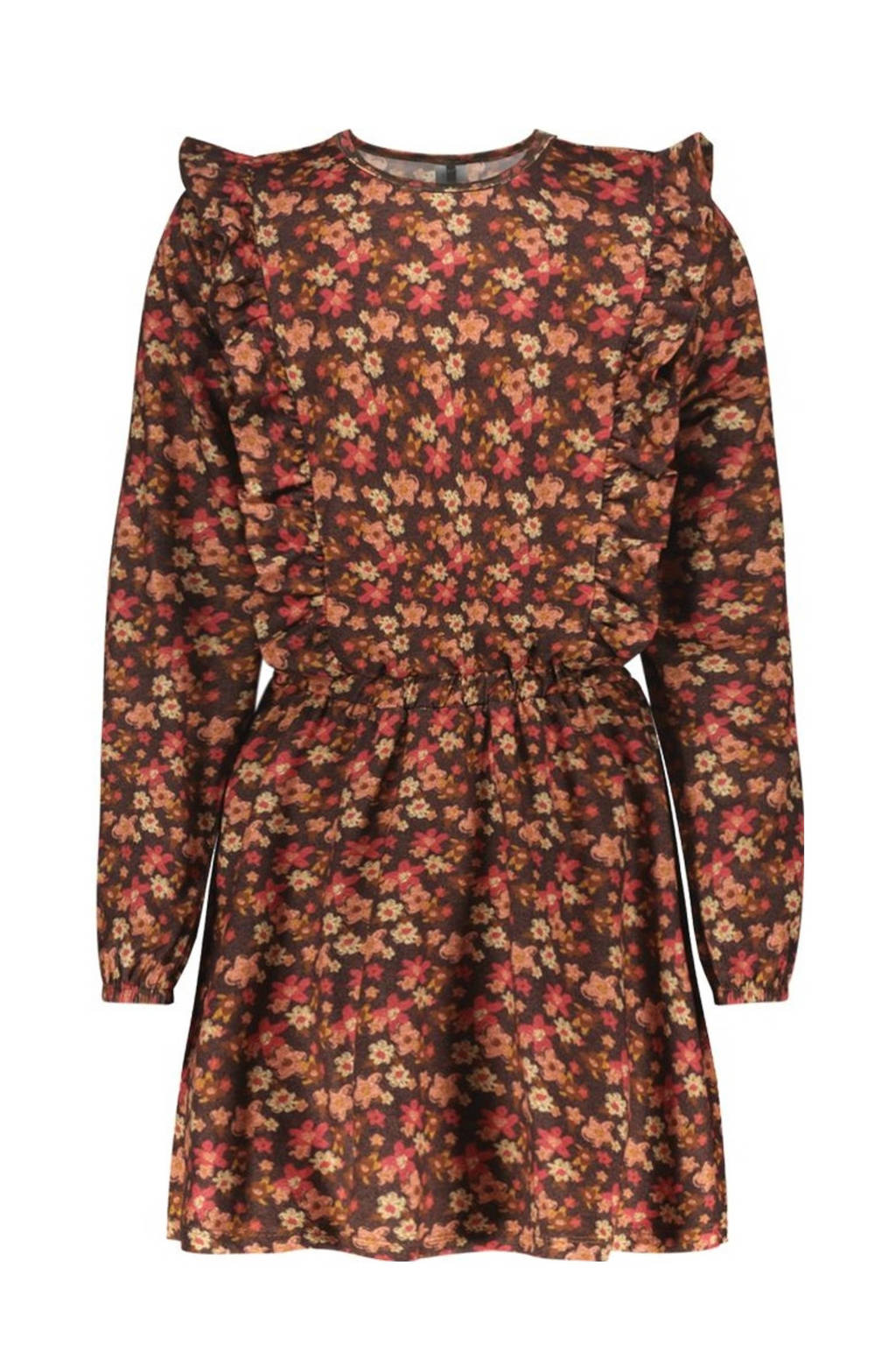 B.Nosy gebloemde jurk Dionne bruin/roze