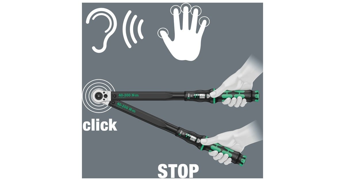 WeraClick-Torque C 3 Push R/L instelbare draaimomentsleutel  (Zwart/groen, 40-200 Nm)