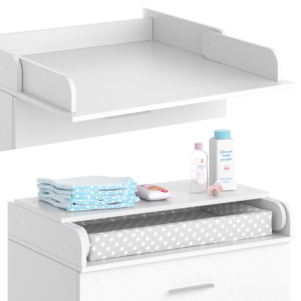 Vicco Wickeltisch Wickelkommode Wickelschrank Lena Weiß Wickelaufsatz Schublade