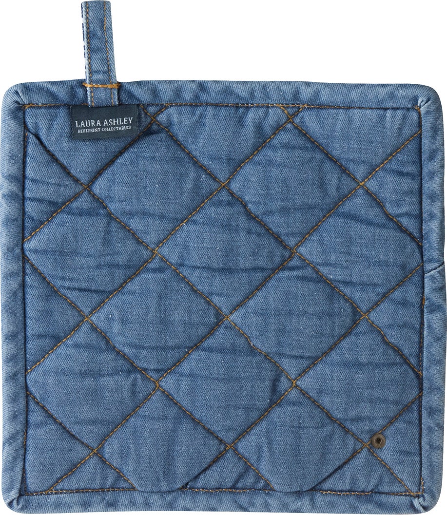 Laura Ashley pannenlap Alyssa blauw 23 x 23 cm
