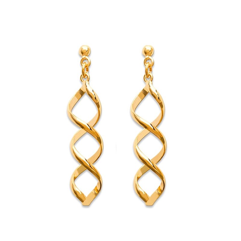 Boucles d'oreilles spirale torsadée Plaqué OR 750 3 microns