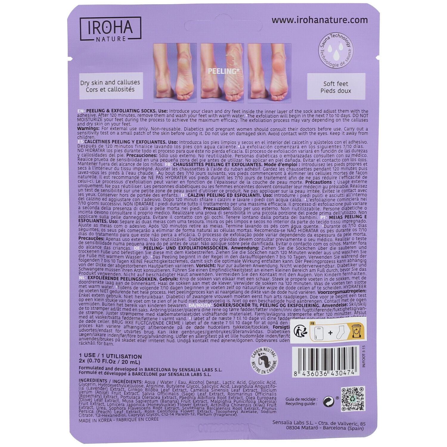 IROHA NATURE Glykolsäure-Peeling- und Peeling-Socken