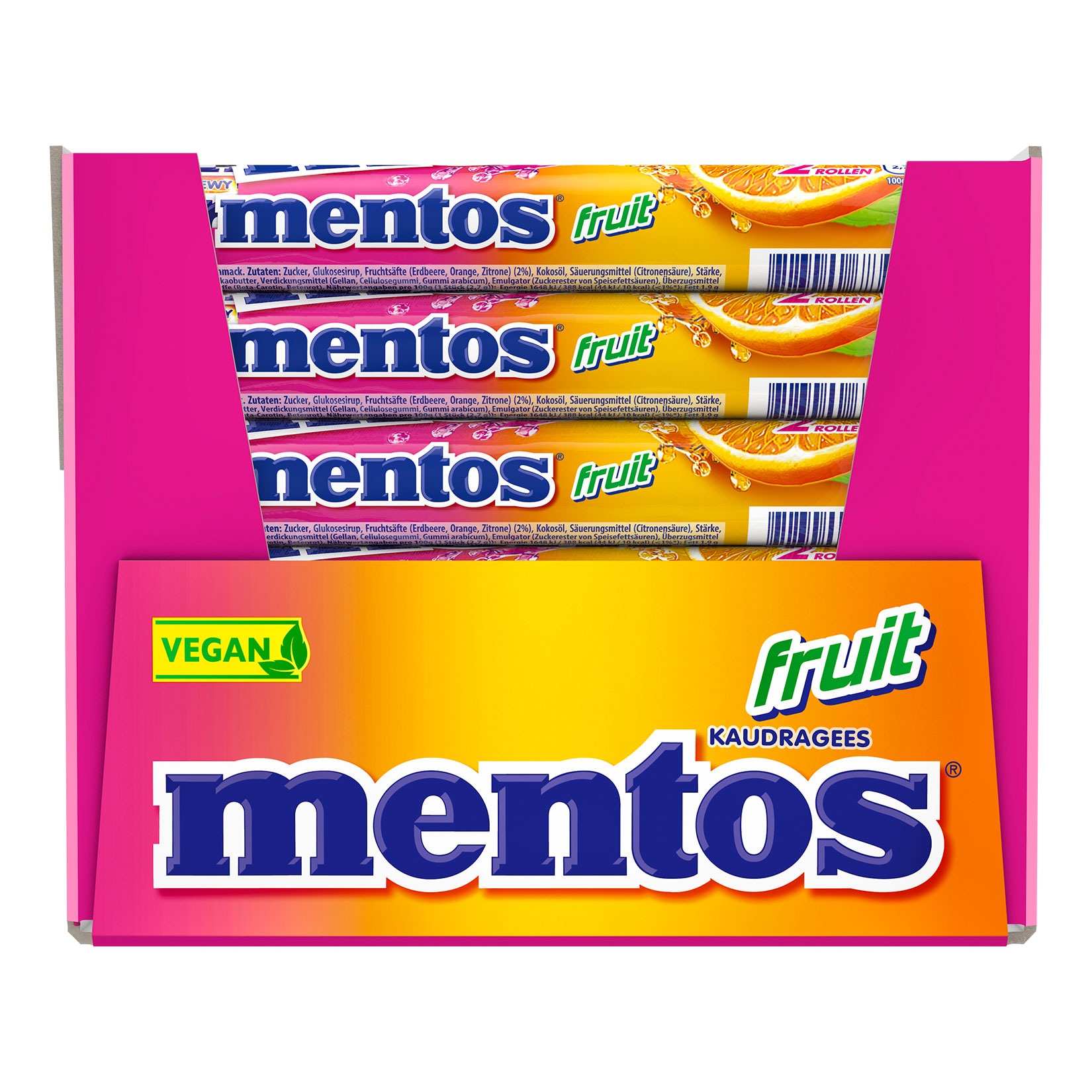 Mentos Kaubonbons Frucht 76 g, 36er Pack