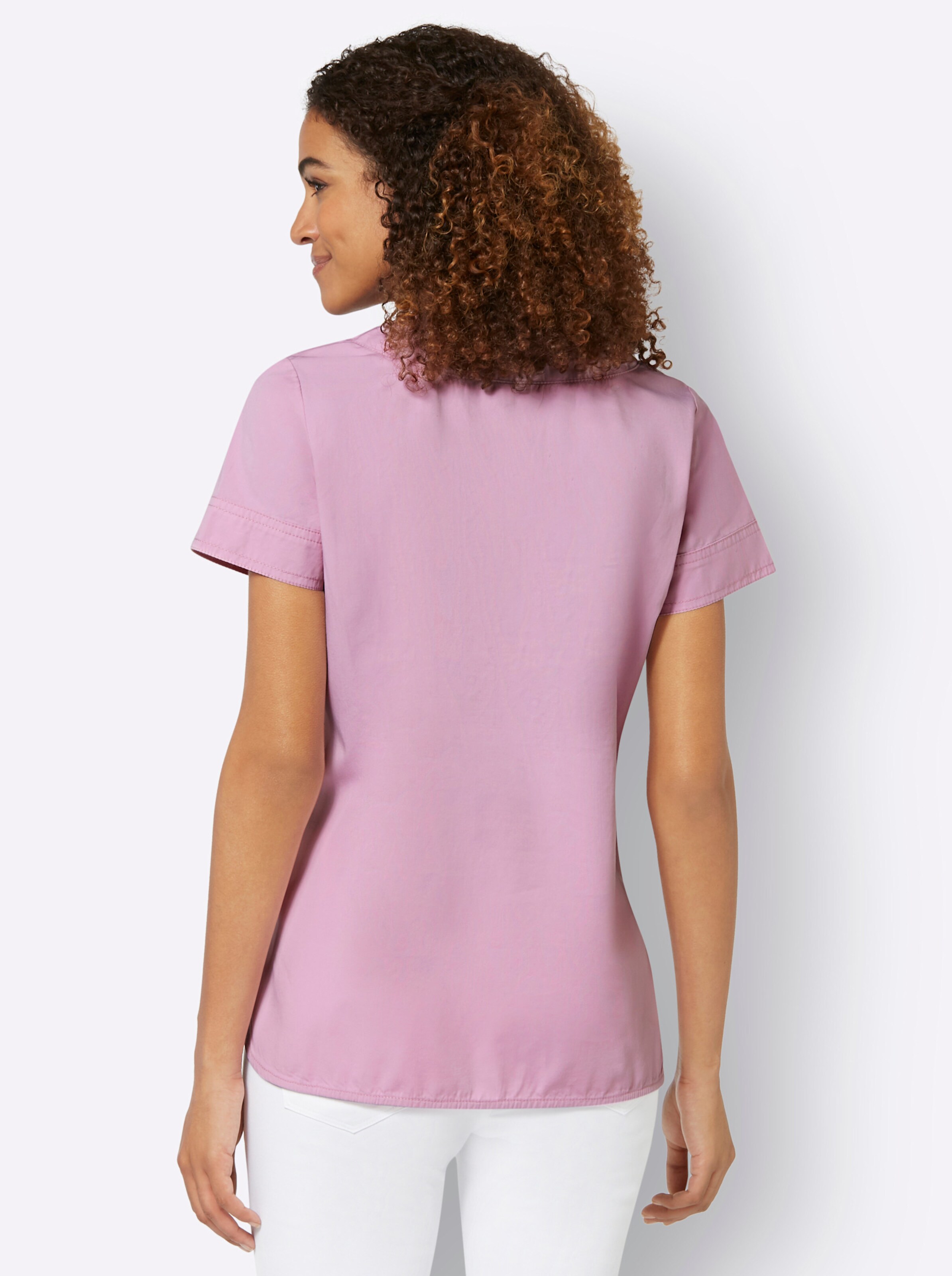 Kurzarmbluse in rosé