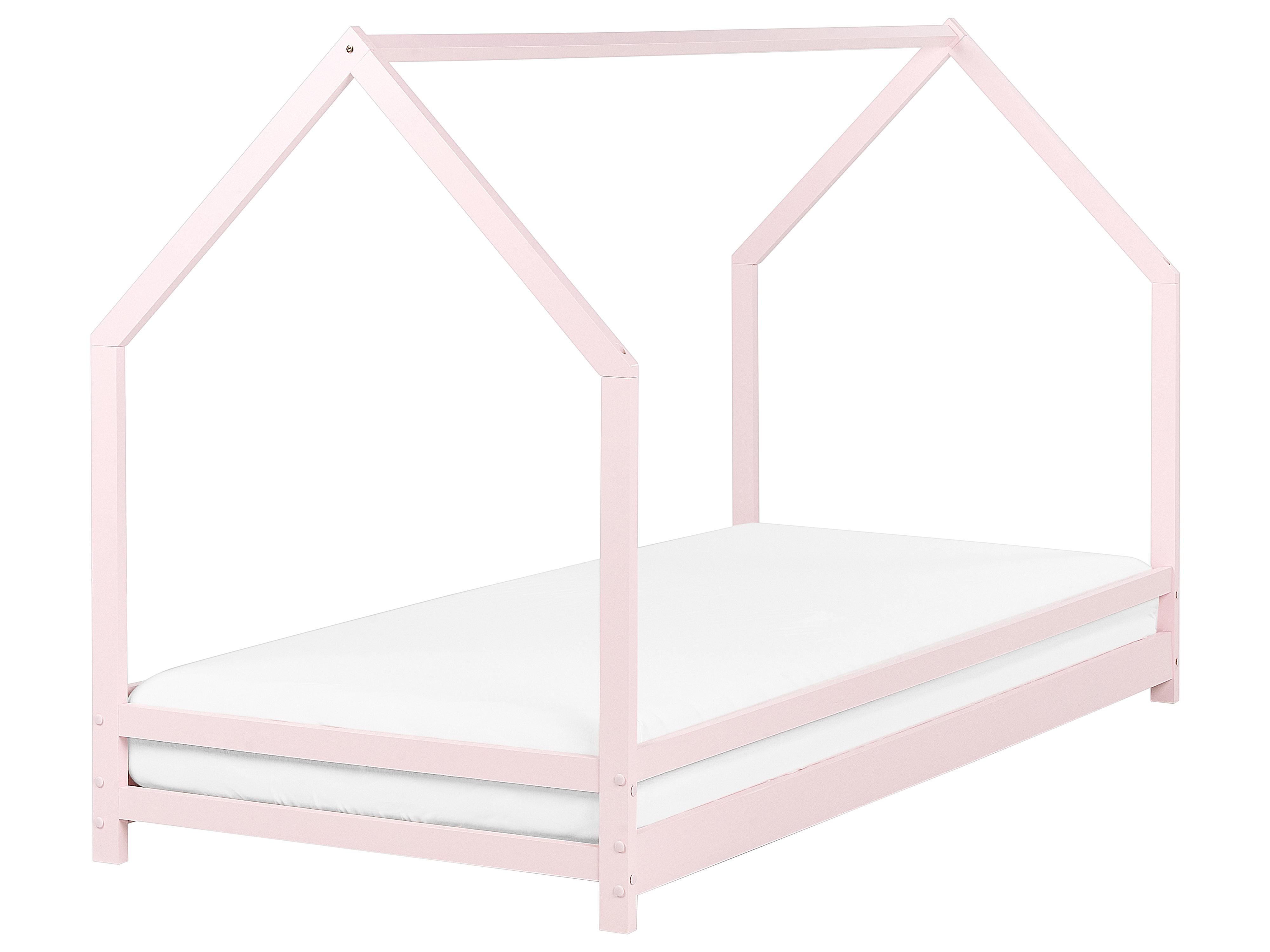 Kinderbed Huis Dennenhout APPY 90 x 200 cm Pastelroze