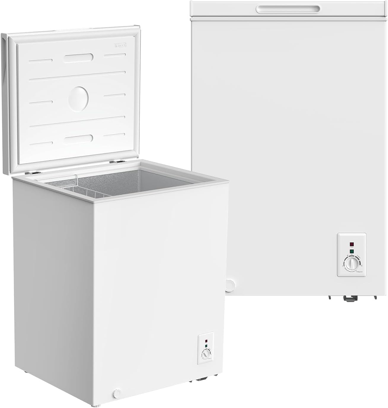 YUNA FROSTER 100 Gefriertruhe | DUAL Modus | mit Drahtkorb | Kühlen und Gefrieren | 4 Sterne Gefrierfach (weiß)
