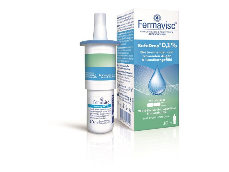 OmniVision Augentropfen Fermavisc SafeDrop 0.1% 10 ml Befeuchtende Augentropfen