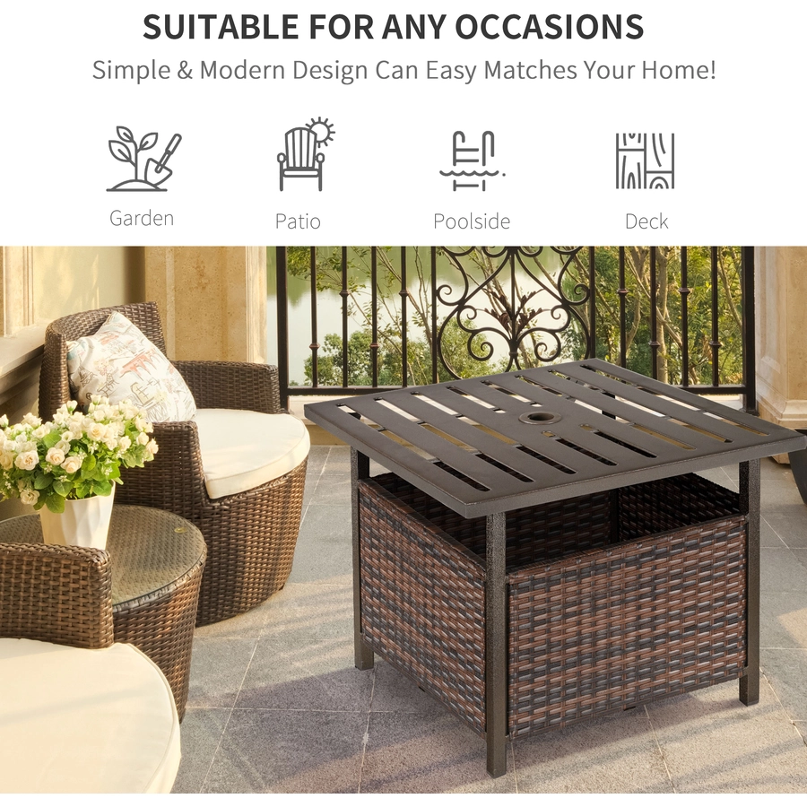 Outsunny Gartentisch mit Schirmloch braun