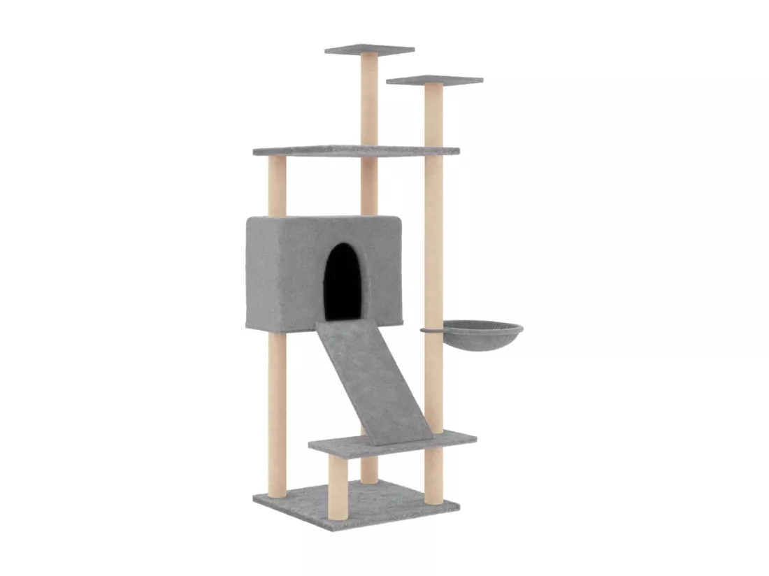 Arbre à chat avec griffoirs en sisal Gris clair 153 cm