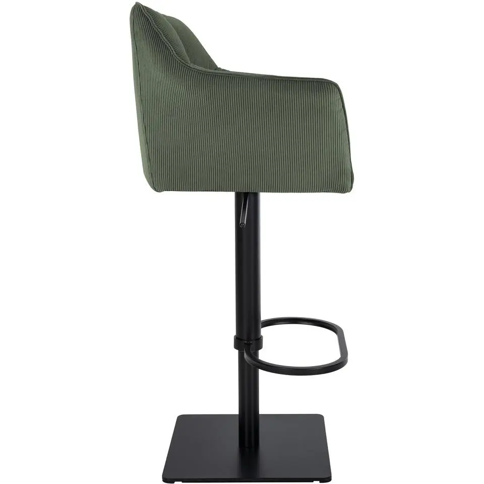 CLP Barkruk Damaso zwart Frame - Ribstof - groen