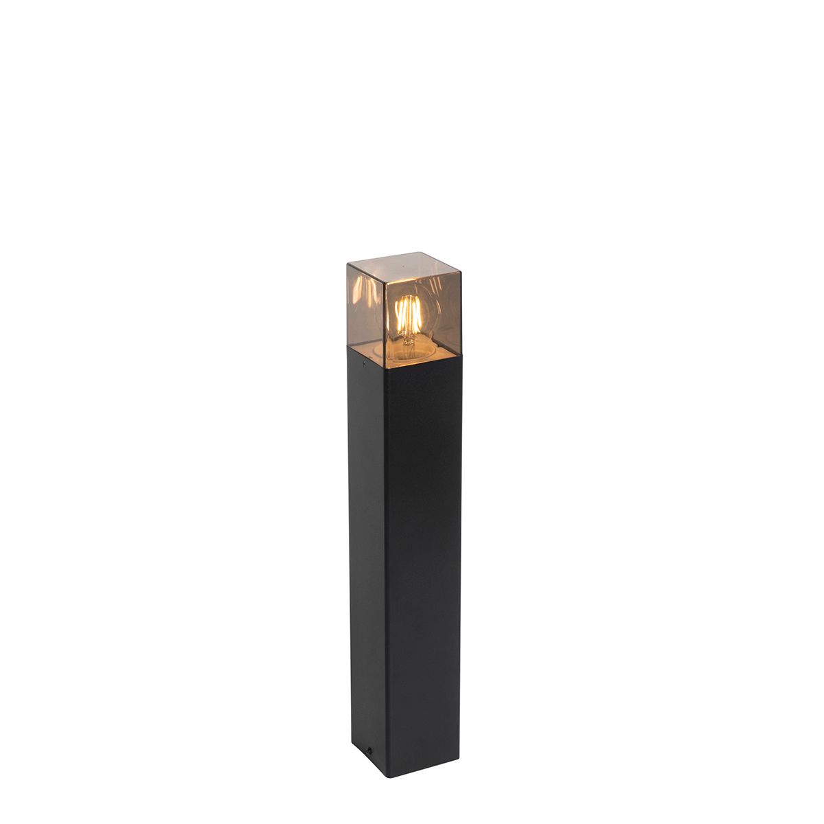 Staande buitenlamp zwart 50 cm IP44 met smoke glas - Denmark