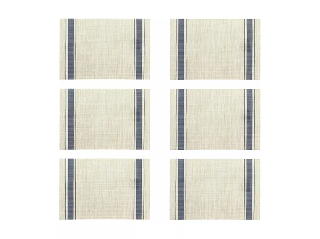 Novastyl - Lot 6 Sets De Table Tisse 45x30cm En Pvc Bleu Et Beige