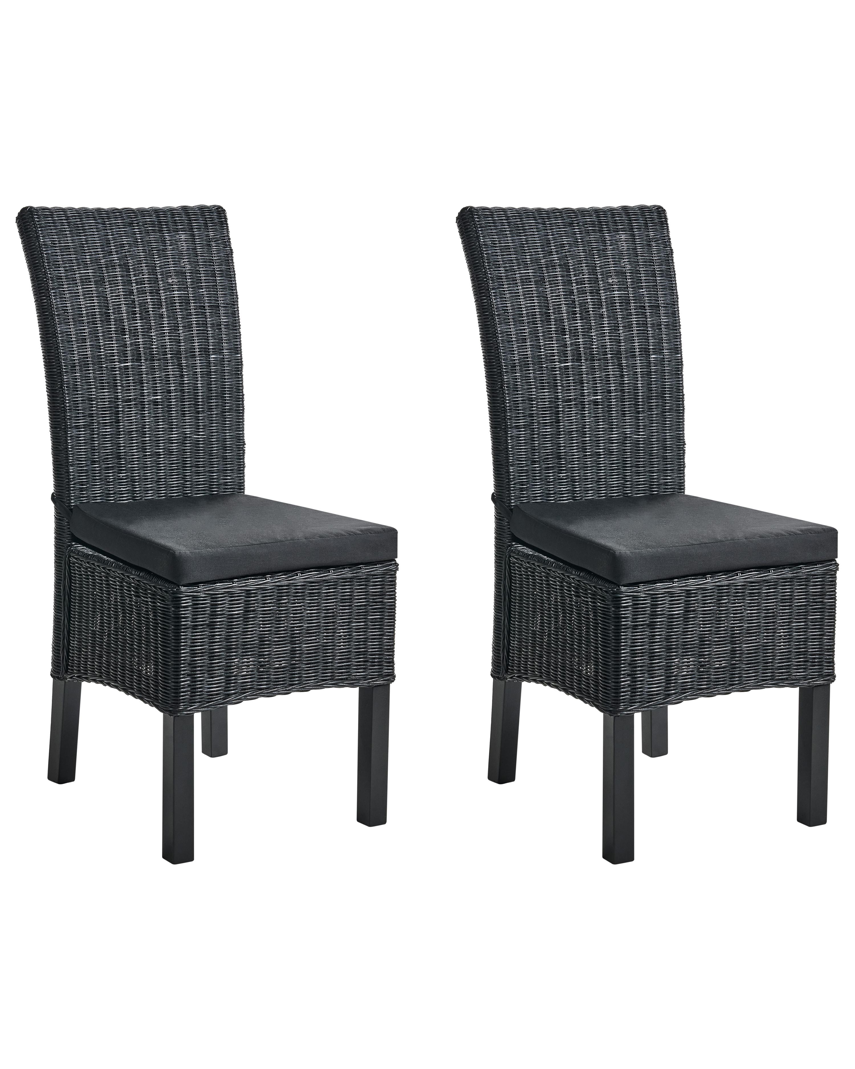 Set van 2 eetkamerstoelen ANDES Rotan Zwart