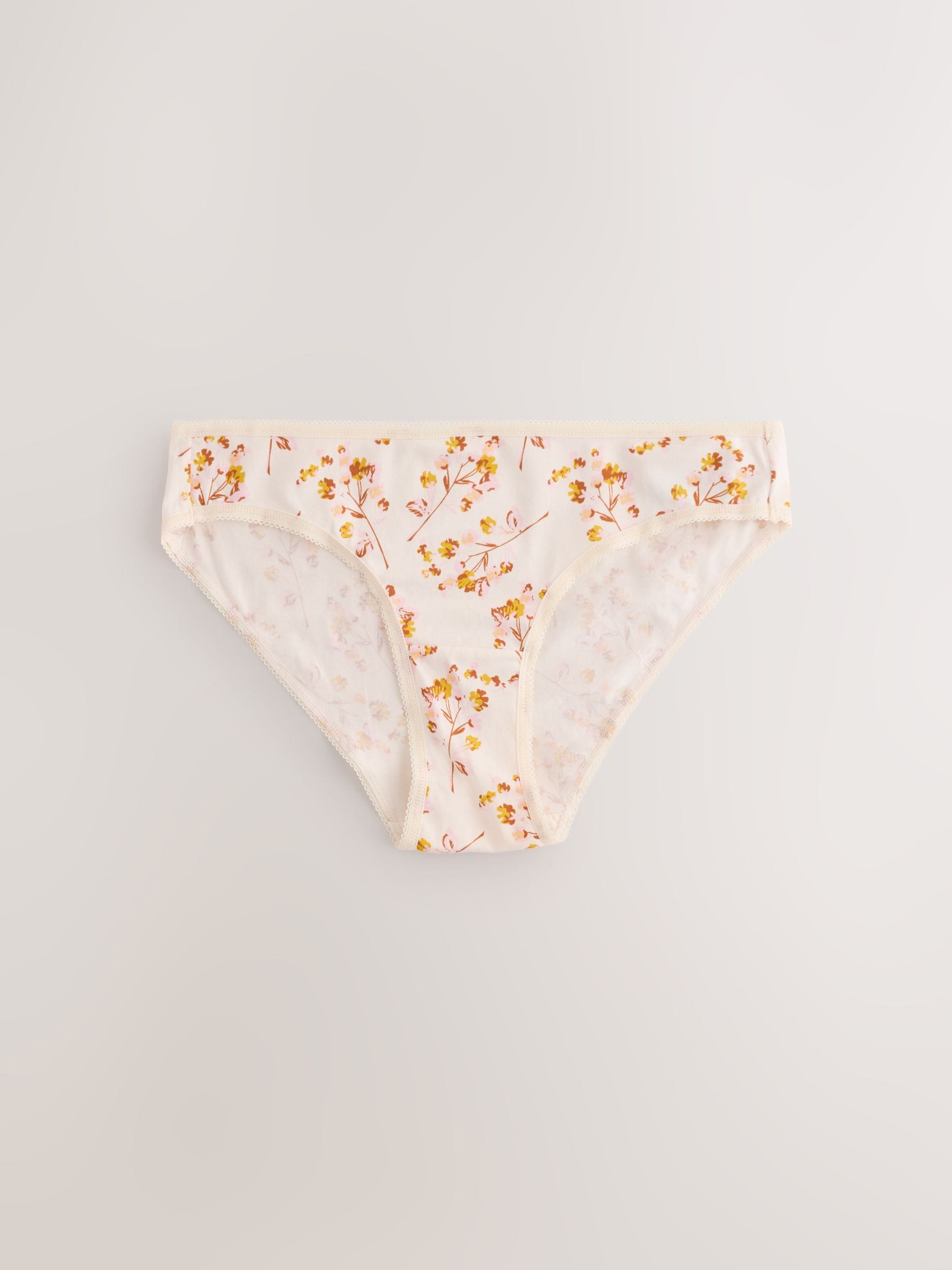 Bloemenprint - Set van 5 slips met hoog katoengehalte