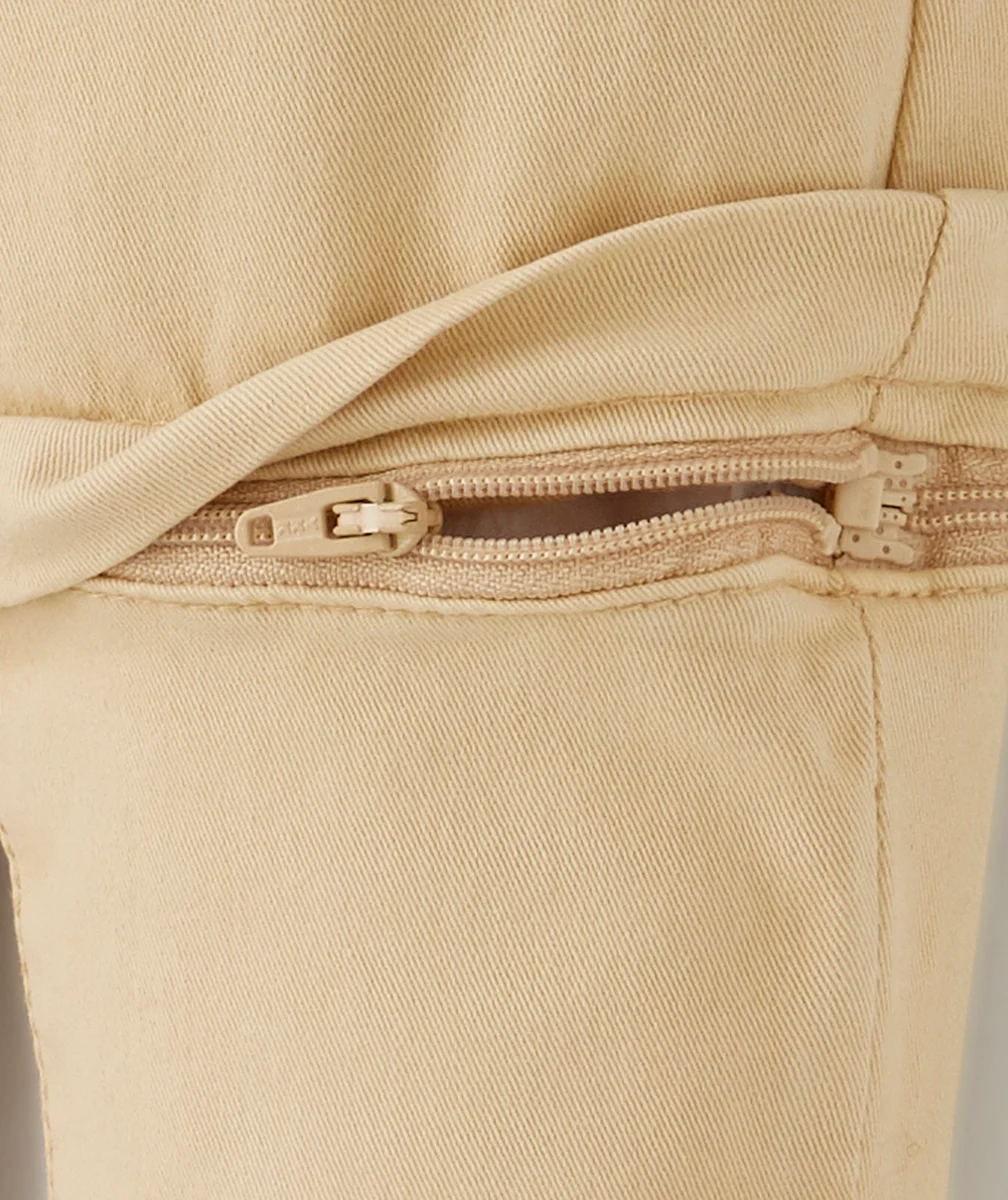 PANTALON CHINO ÉVOLUTIF BEIGE AVEC CORDONS EN FIBRES RECYCLÉES