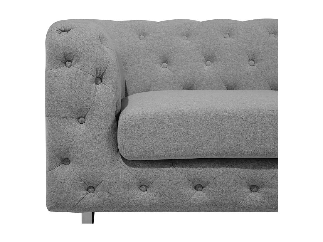 Canapé style Chesterfield en tissu gris clair VISSLAND