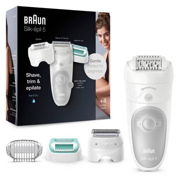 Braun Silk-épil 5 5-625, Epilierer für Epilations-Einsteigerinnen für eine sanfte Haarentfernung, weiß/grau