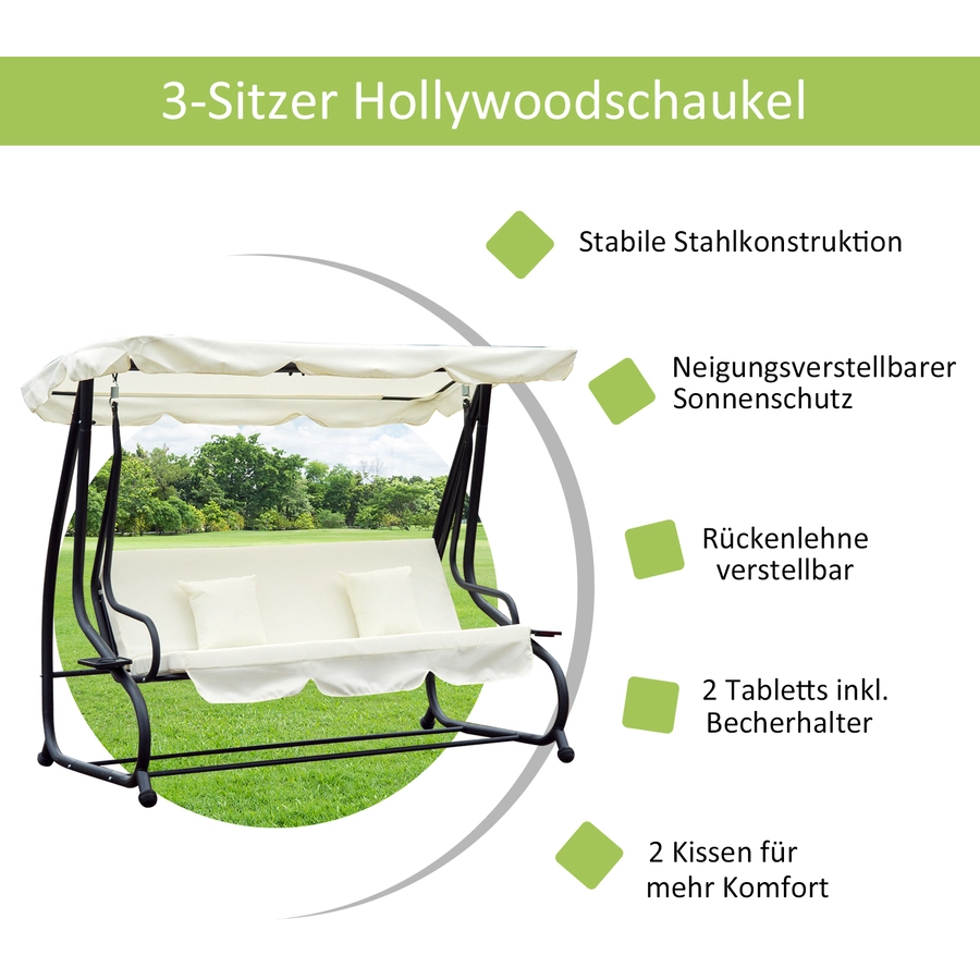 Outsunny Gartenschaukel mit Dach weiß