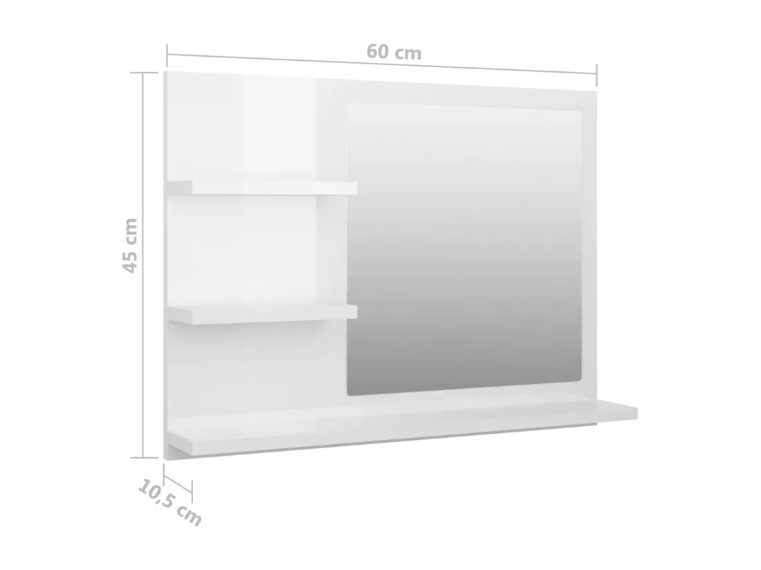 Miroir de salle de bain blanc brillant bois d’ingénierie