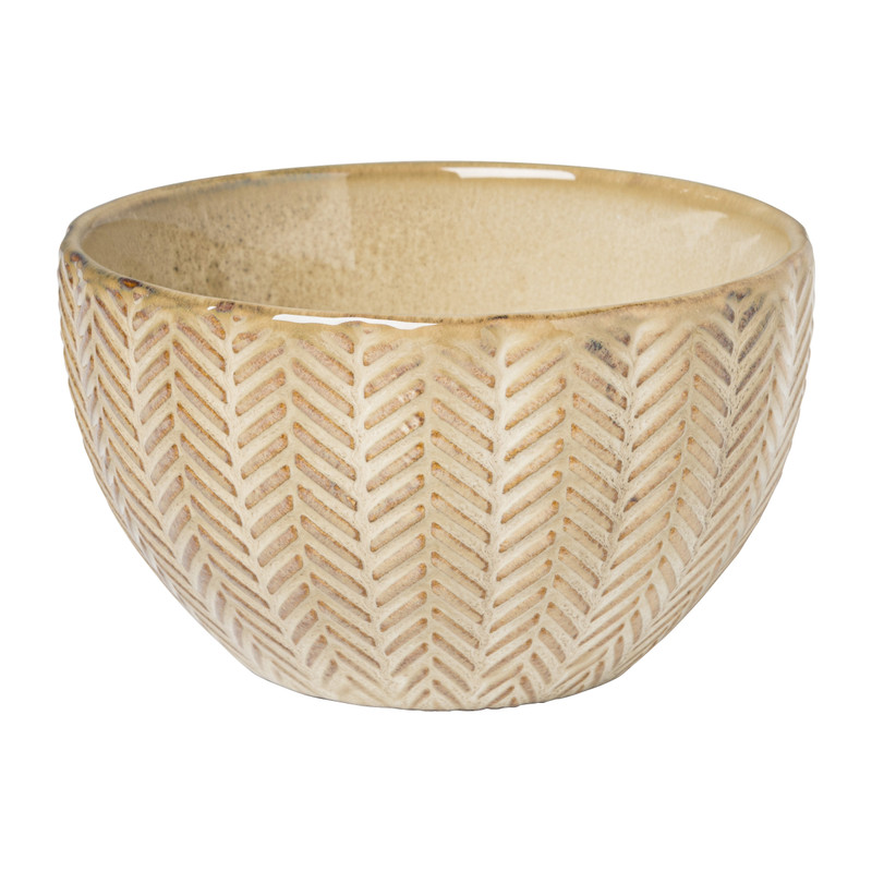 Schaal relief - beige - ø11x6.5 cm