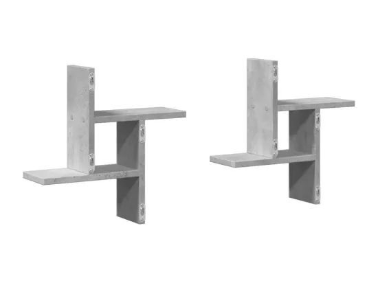 Étagères murales 2 pcs gris béton 38x12x38 cm bois d'ingénierie