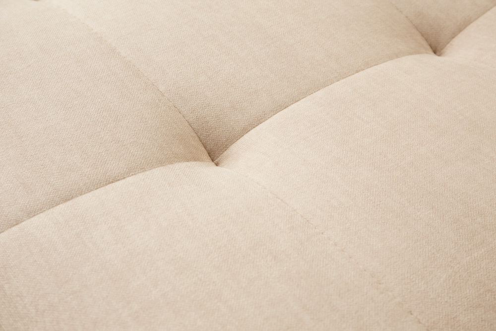 Moderne Wohnlandschaft KENT 220cm champagner beige Vogue Velours Samt Federkern mit Hocker