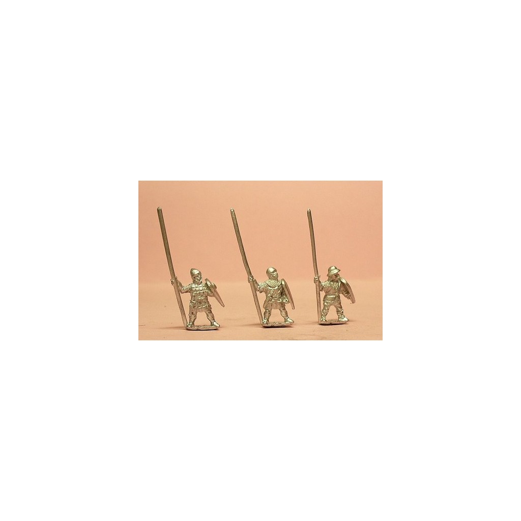 Heavy Infantry in assorted helms with Long Spear & Kite Shield