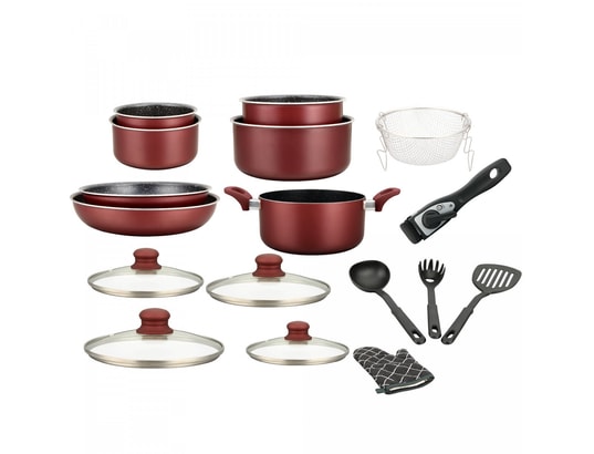 HERZBERG - Ensemble poêles HG-8055: Batterie De Cuisine En Marbre Enduit De 17 Pièces A...