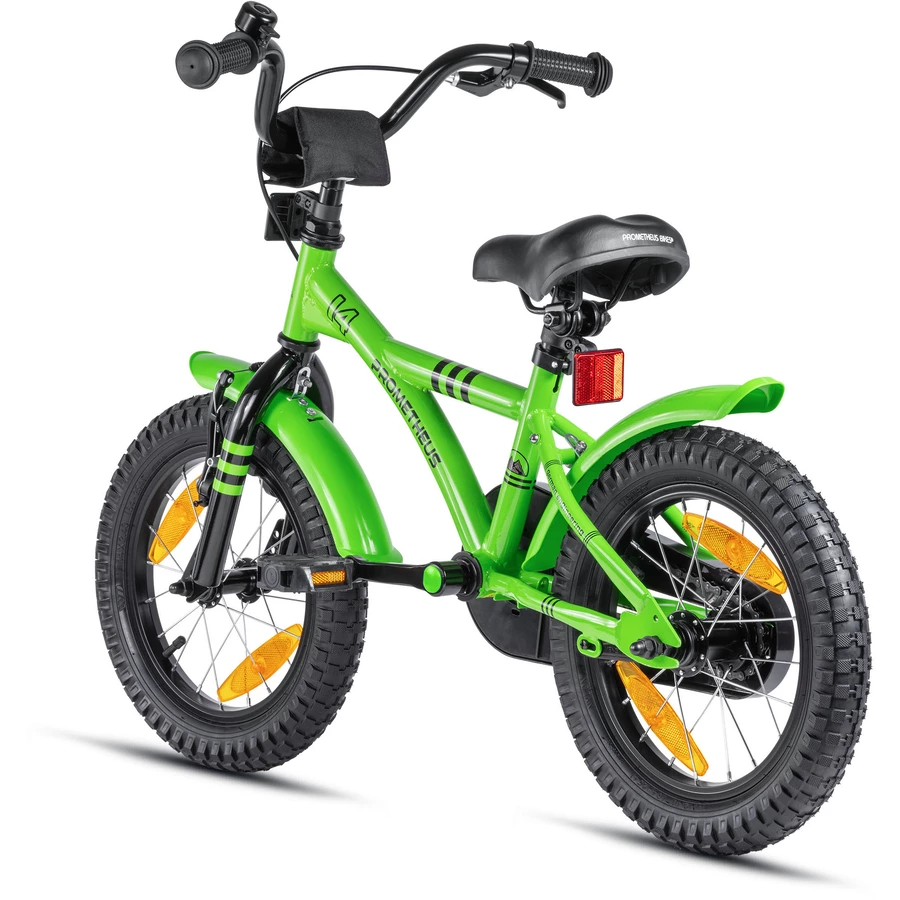 PROMETHEUS BICYCLES® HAWK Kinderfahrrad 14 , Grün-Schwarz mit Stützrädern