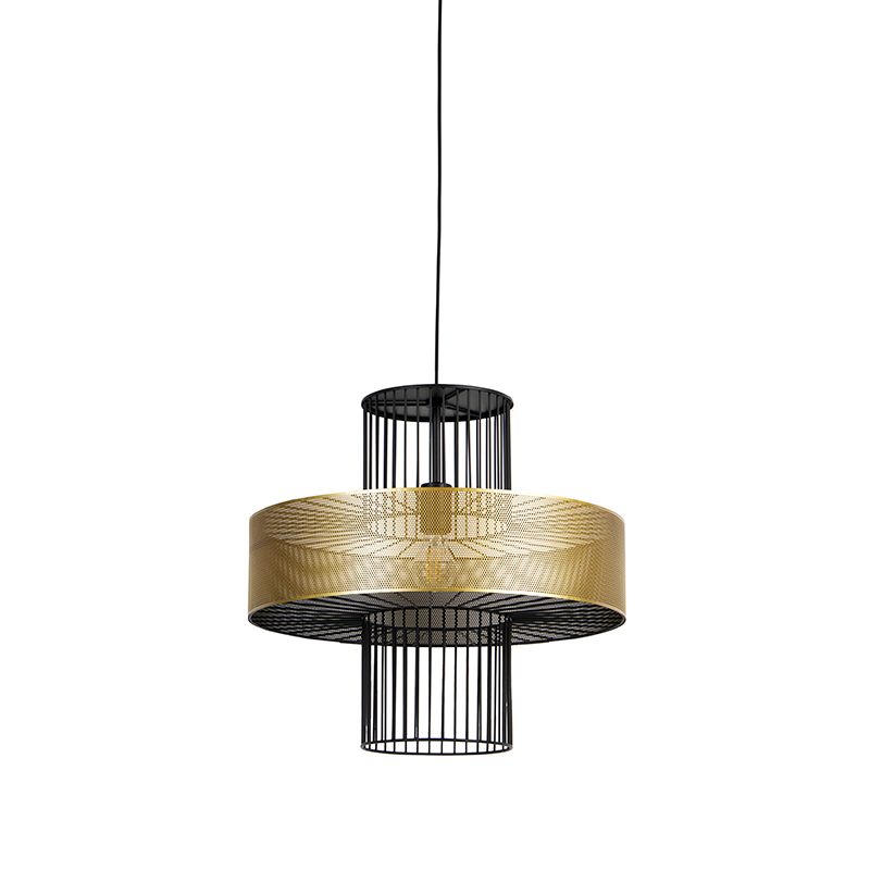 Design hanglamp goud met zwart 50 cm - Tess