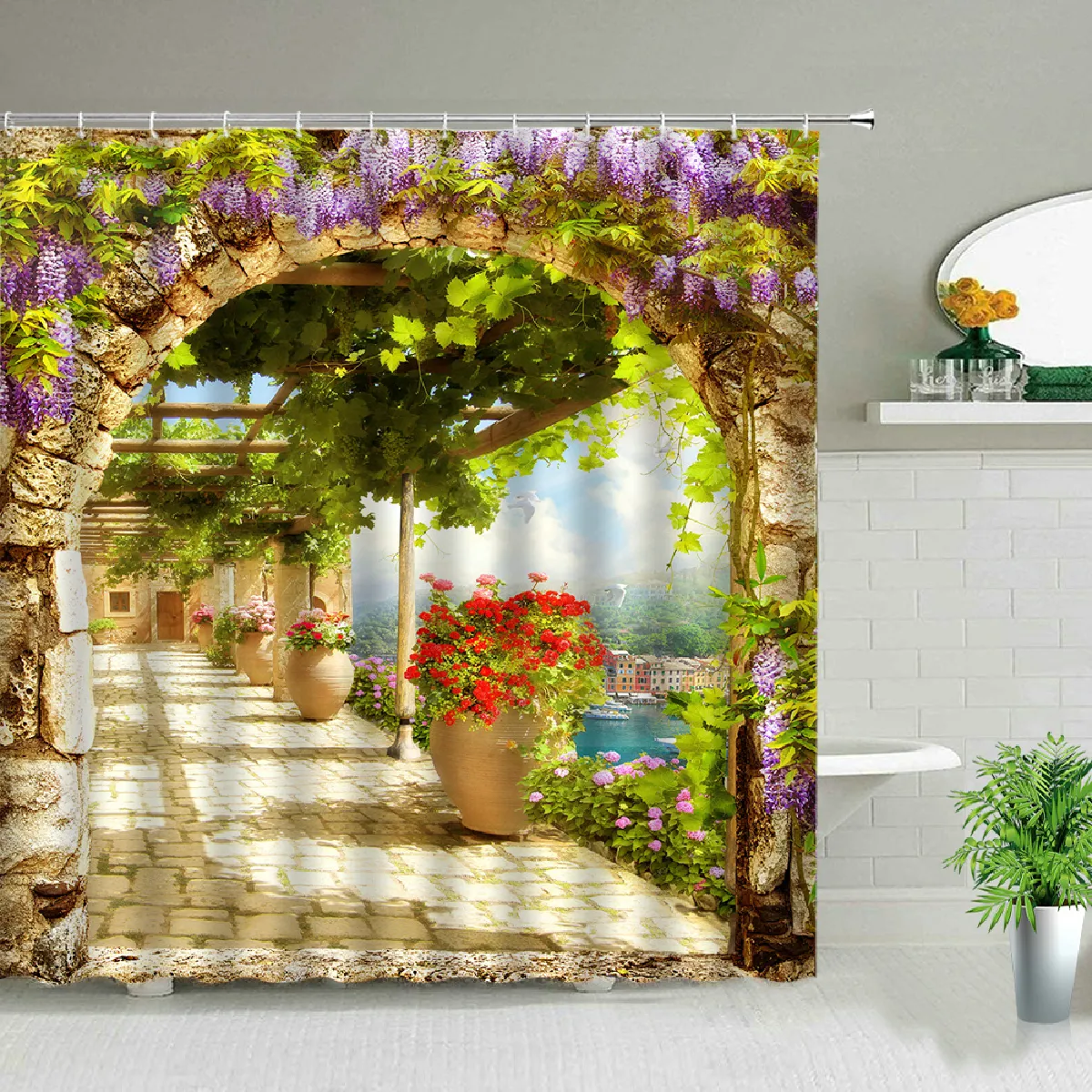 Universal Rideaux de Douche Printemps Vert 150x180cm