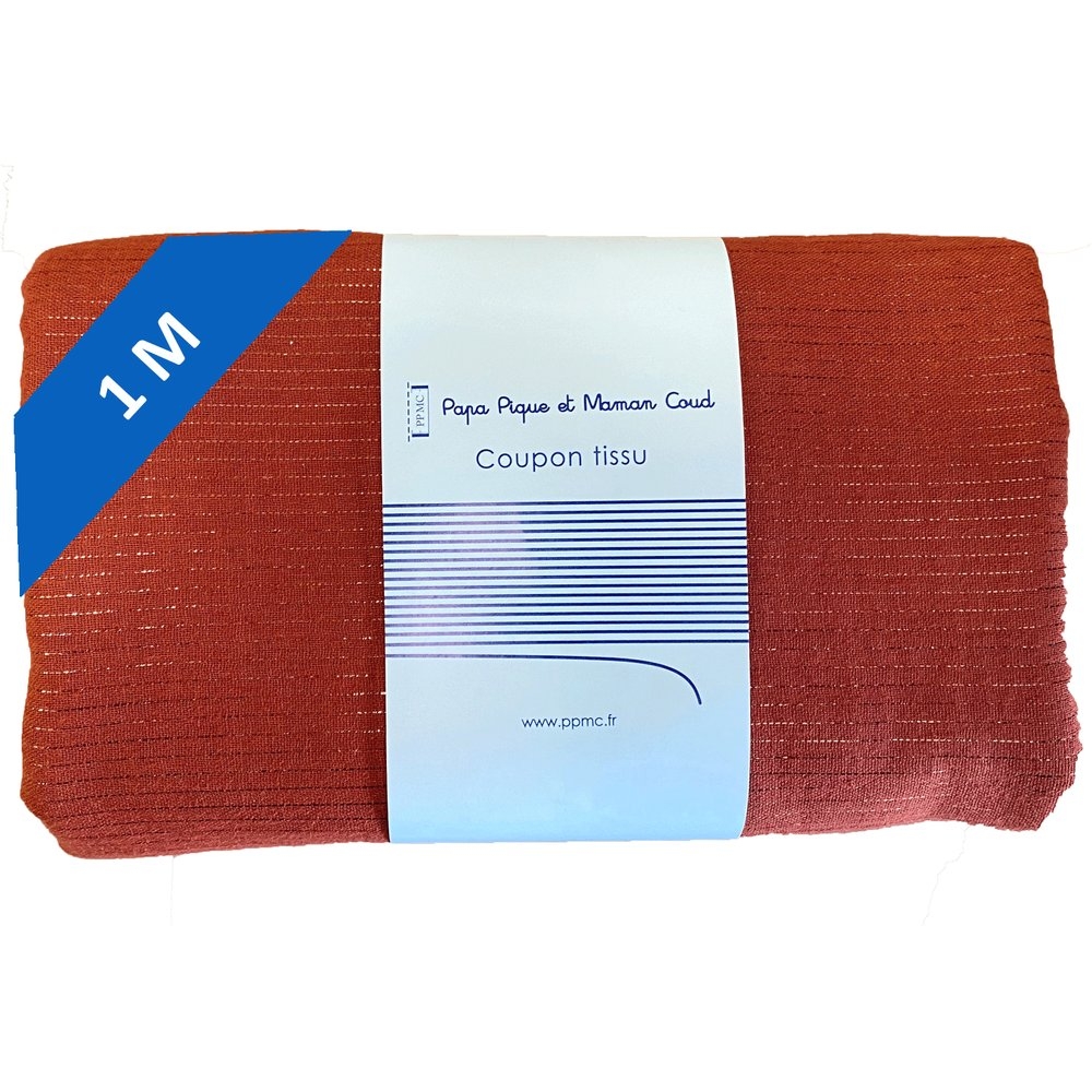 Coupon Tissu 1 M Gaze Lurex Terracotta