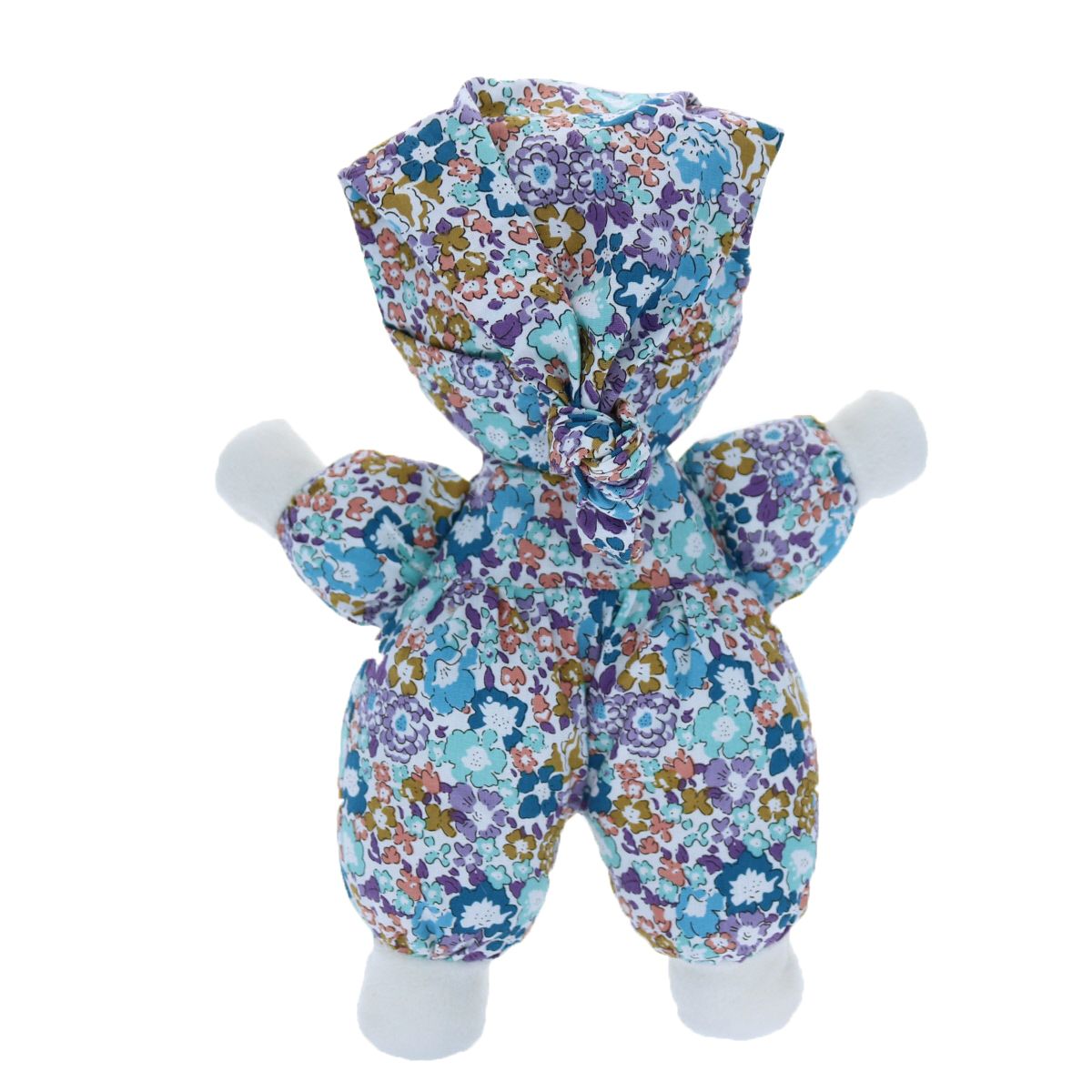 Doudou lutin imprimé fleuri- Pivoine pétrole Jolie saison