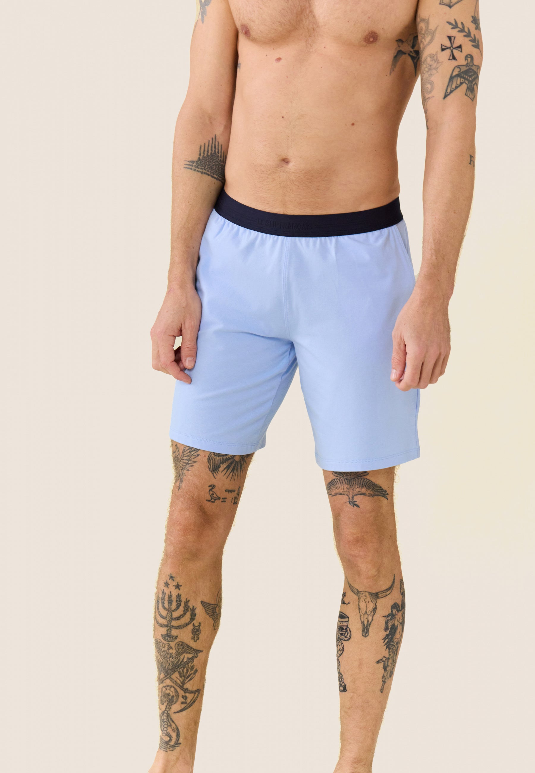 Ensemble de pyjama t-shirt et short en coton-Ensemble Pyjama Yvan Bleu ciel