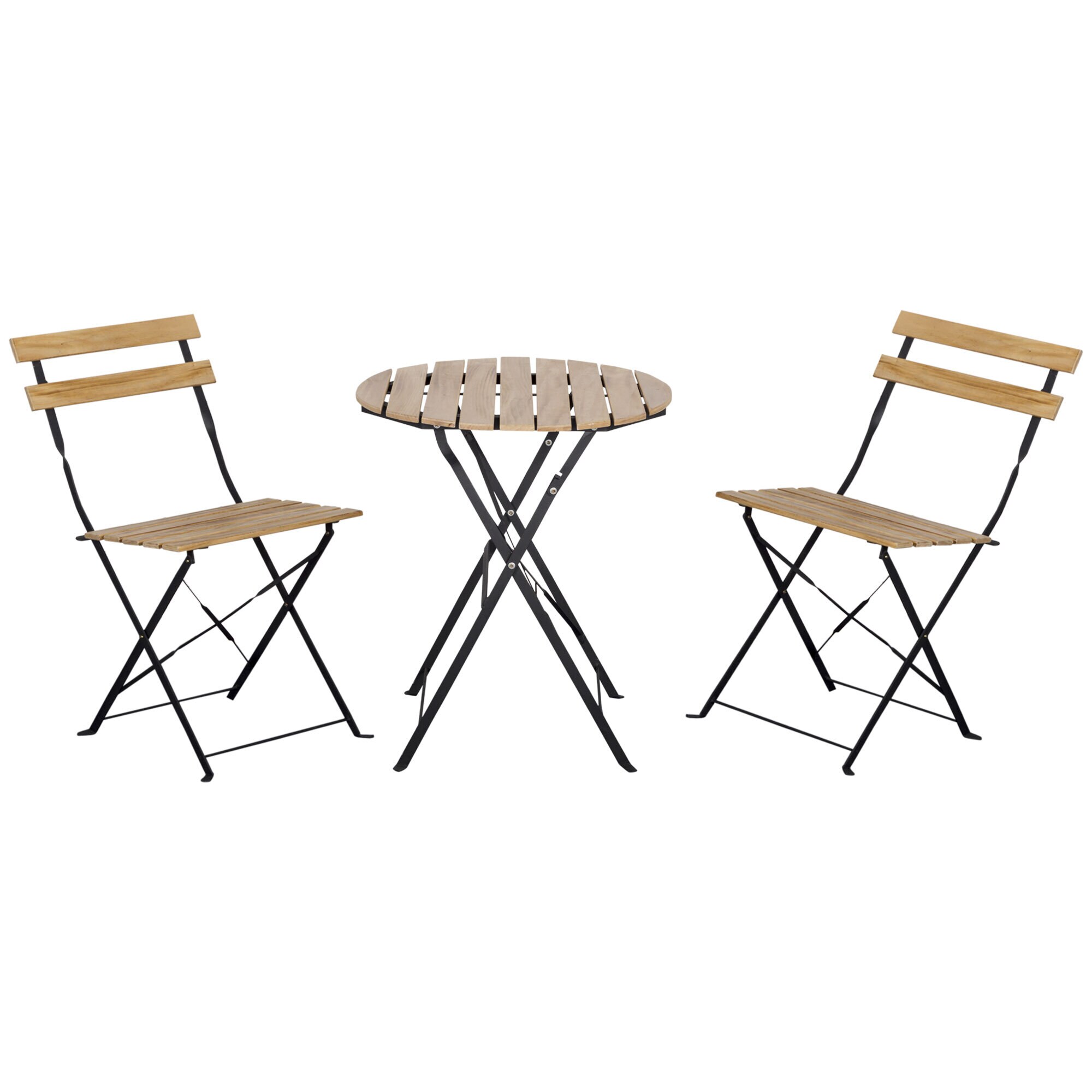 Outsunny Gartenmöbel-Set mit Klappfunktion natur 60L x 61,5B x 69H cm