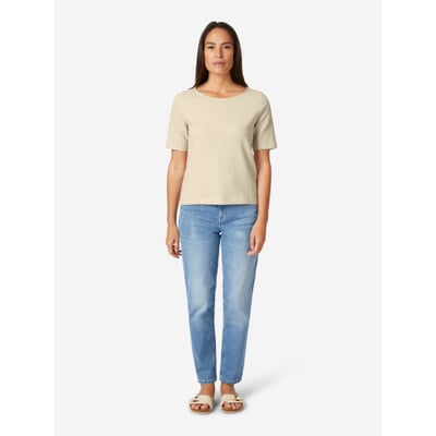 Damen-Glitzershirt Kurzarm, Natur