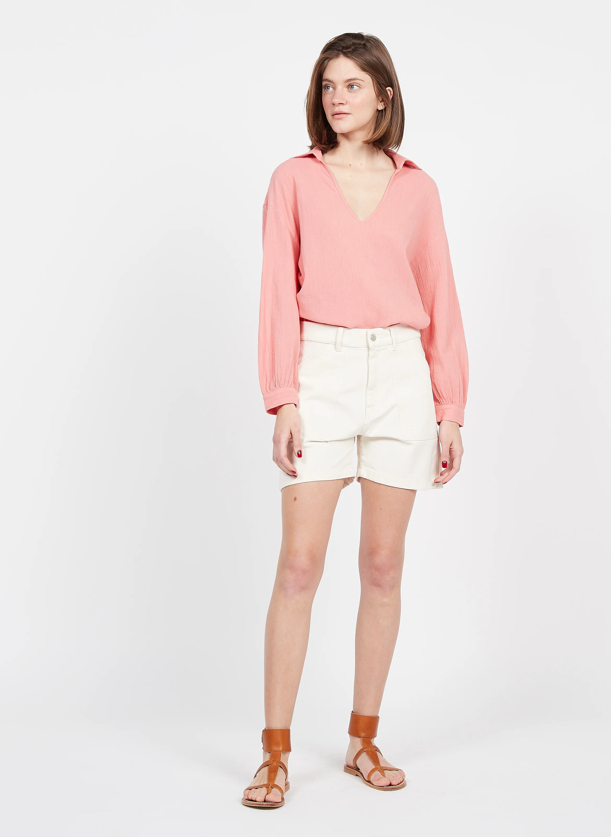 MARY - Short en coton mélangé | Blanc