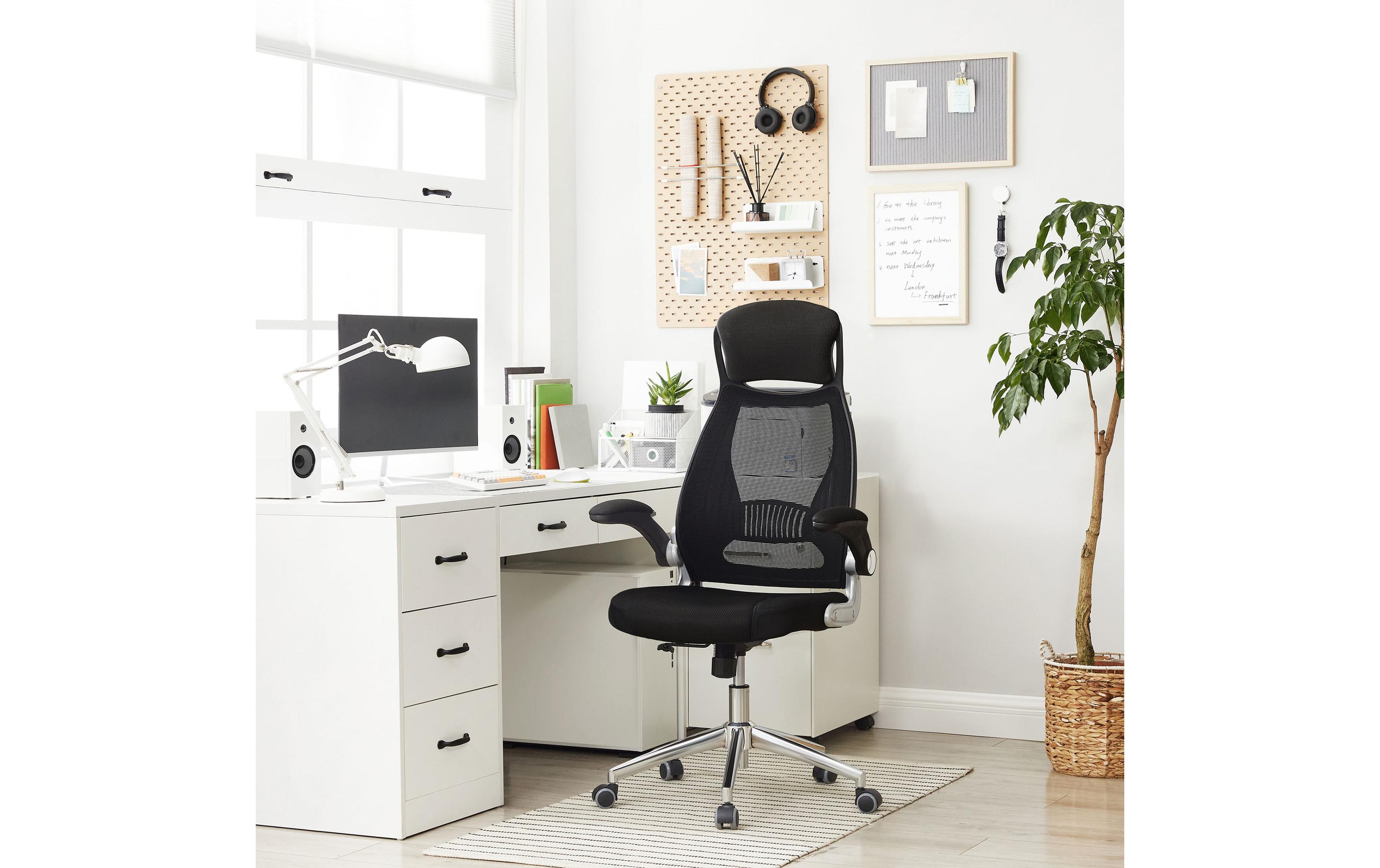 Bürostuhl mit Netzbezug, Armlehnen und Kopfstütze<br>Ergonomischer Schreibtischstuhl