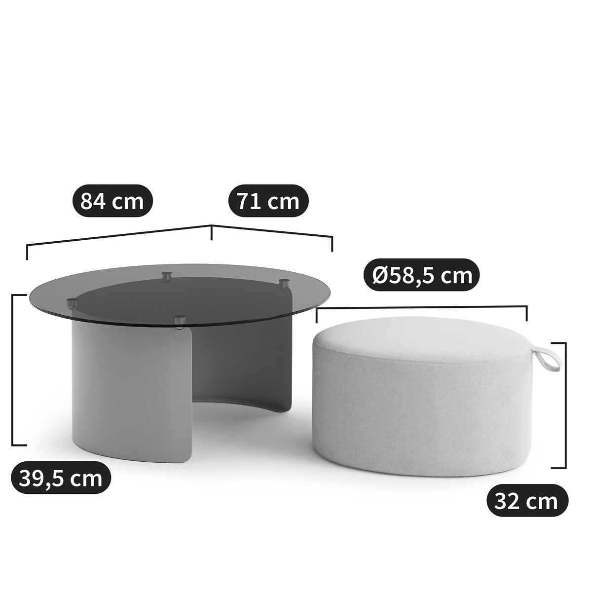 LA REDOUTE INTERIEURS<br>Mesa de centro e pufe, Dogli
