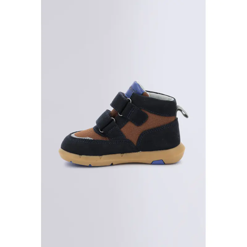 JUNIBO MARINE MARRON SNEAKERS HAUTES Cuir/Textile Garçon