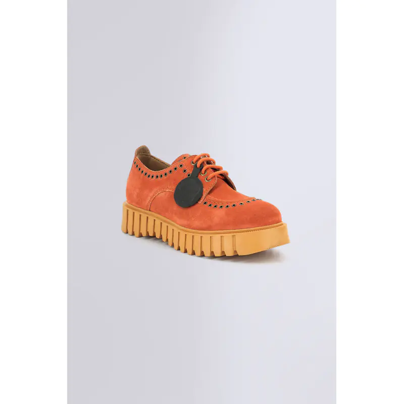 KICK FAMOUS ORANGE BRIQUE DERBIES Cuir Femme