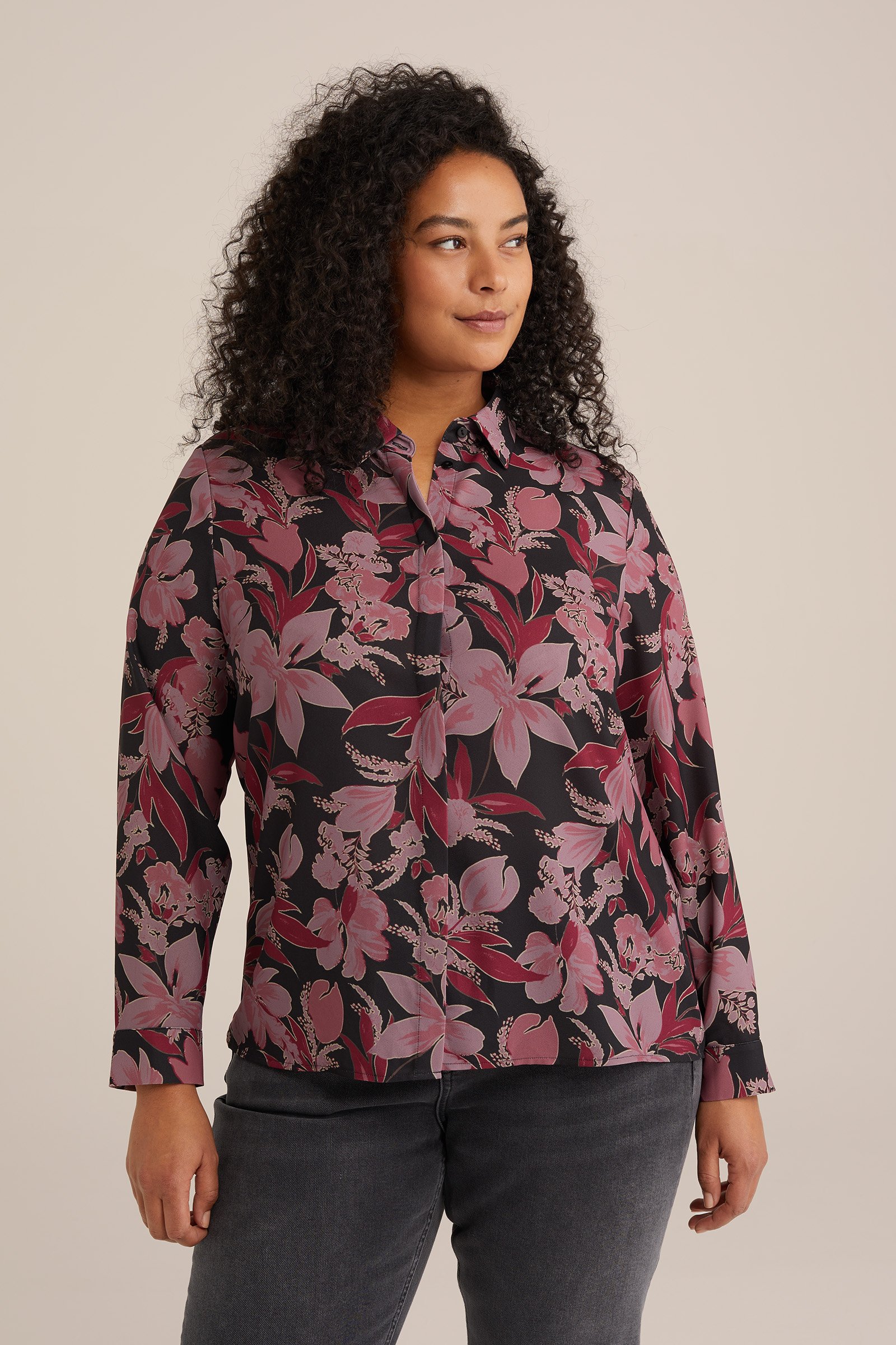 blouse - Curve WE Fashion Donkerpaars