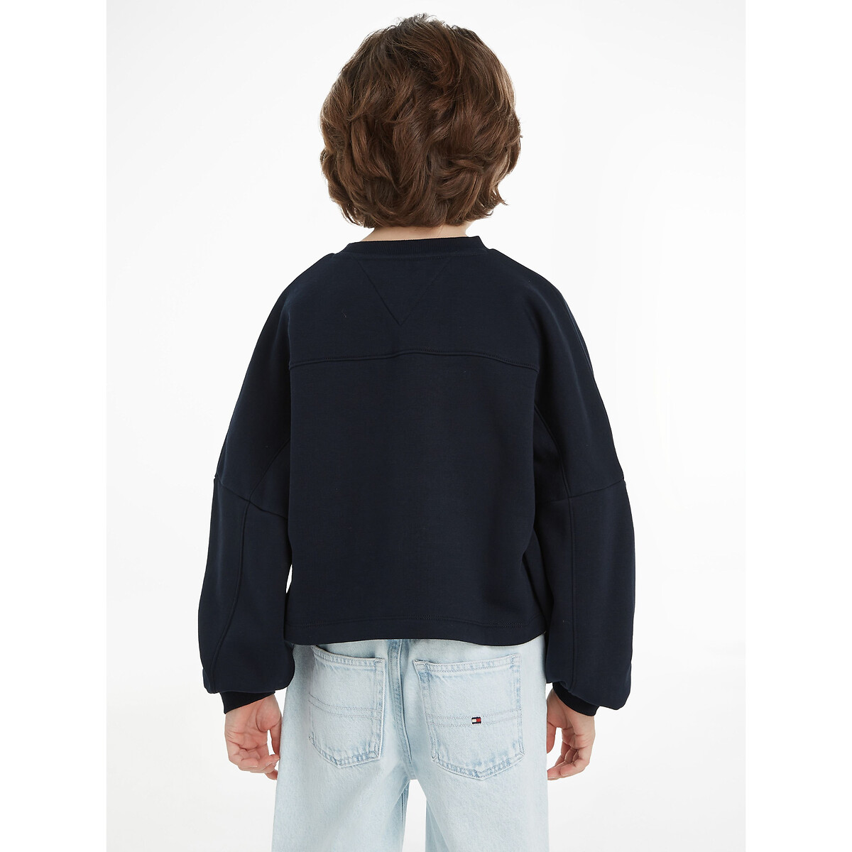 TOMMY HILFIGER<br>Suéter universitário de gola redonda em fleece