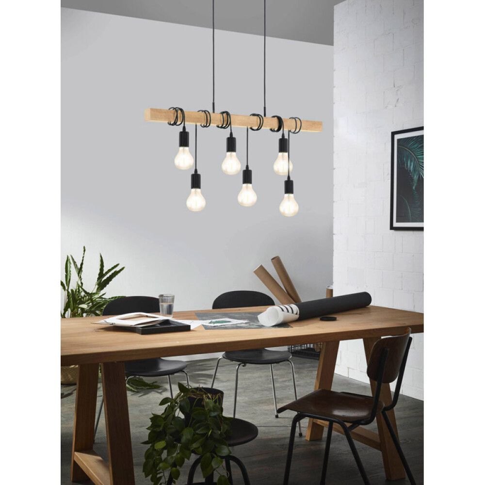TAKLAMPE EGLO TOWNSHEND 6 EIK/SVART
