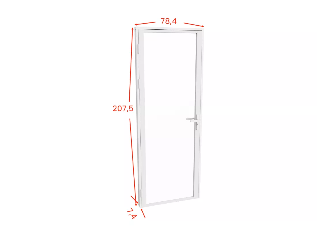 Bloc porte réversible en aluminium et verre trempé - H204 x L73 cm - Blanc - LOXTON