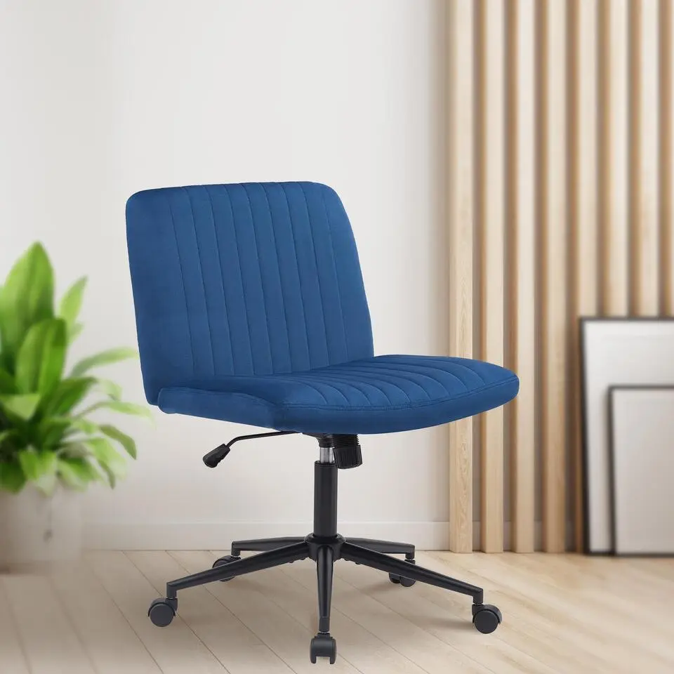 CLP Bureaustoel Kingman zwart Frame - Fluweel - blauw