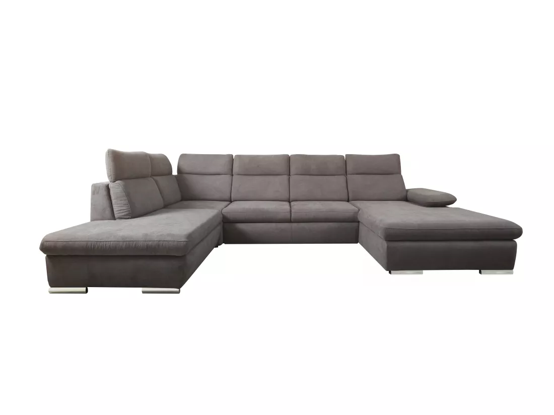 Canapé d'angle droit panoramique convertible en tissu anthracite SUNTER II
