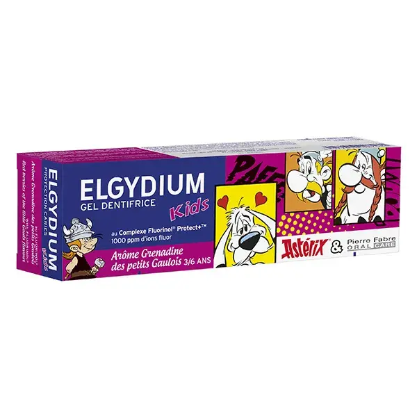 Pasta de dente infantil Elgydium para crianças de 3 a 6 anos, com grenadine, proteção contra cáries, tubo de 50ml