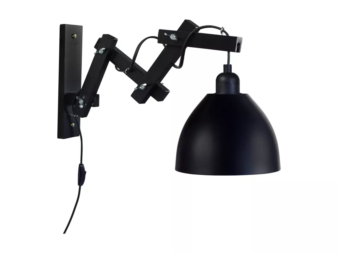 Applique abajour noiré, bois articulé 55cm.
