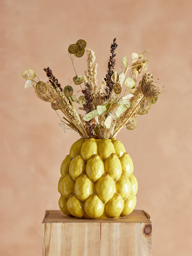 Bloomingville Limone Vase, Gul, Stentøj Gul